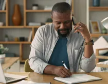 man making appointment over the phone
