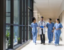 doctor with students in hospital