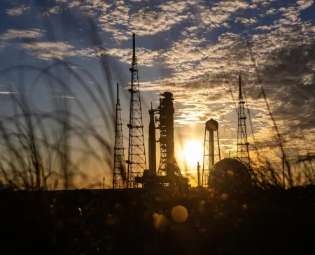 Artemis II at sunset