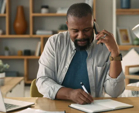 man making appointment over the phone