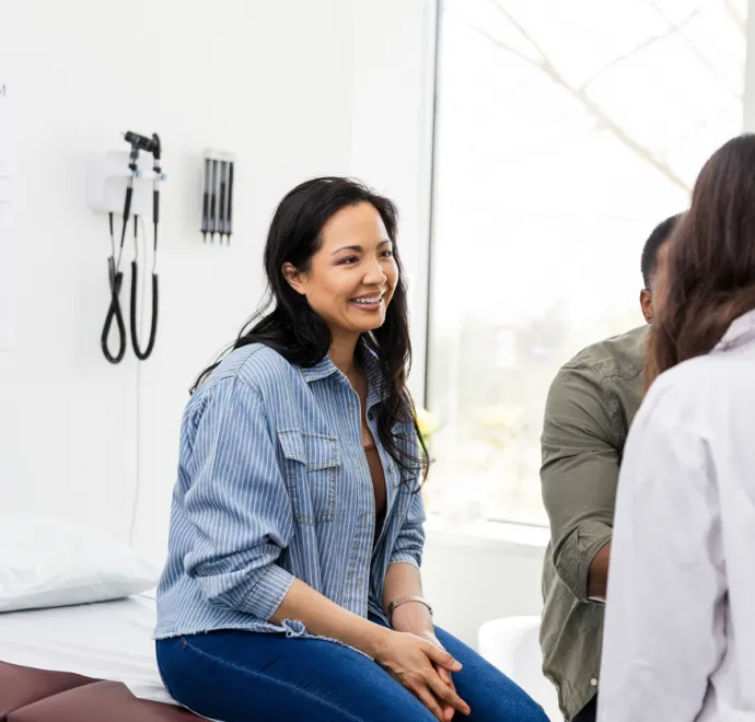 couple talking with provider
