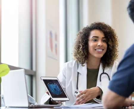 doctor using tablet